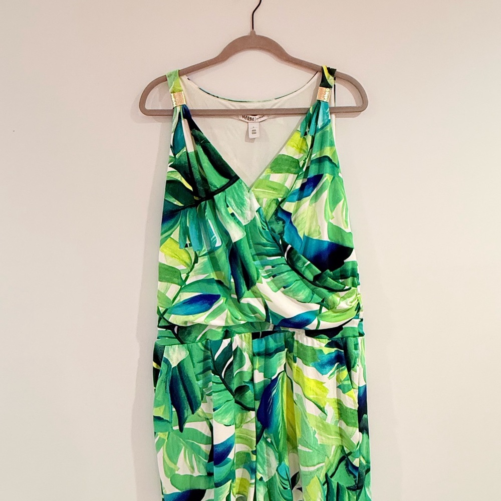 White House Black Market Tropical Green Mini Dress